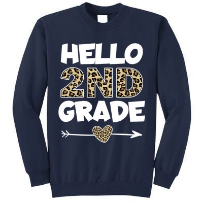 Hello 2nd Grade Leopard Print Second Grade Teacher Kids Gift Tall Sweatshirt