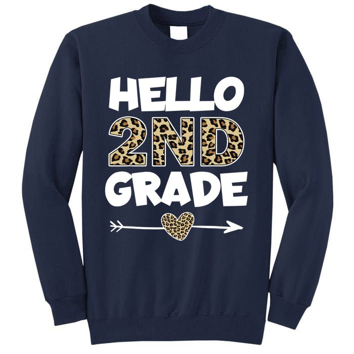 Hello 2nd Grade Leopard Print Second Grade Teacher Kids Gift Tall Sweatshirt