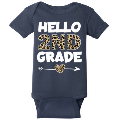 Hello 2nd Grade Leopard Print Second Grade Teacher Kids Gift Baby Bodysuit