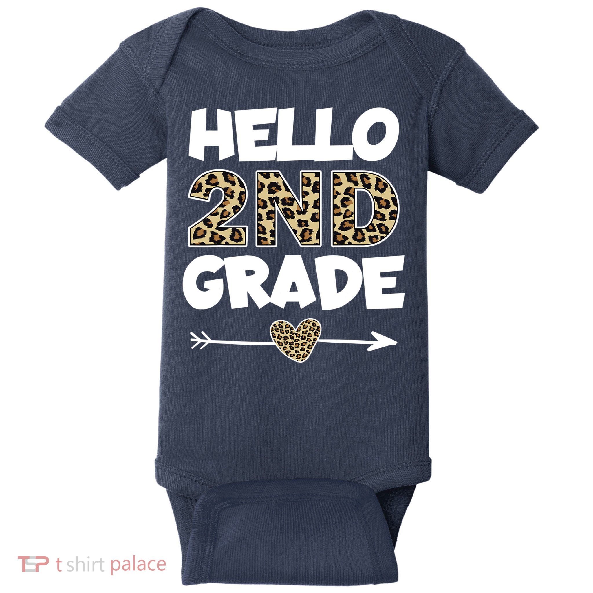Hello 2nd Grade Leopard Print Second Grade Teacher Kids Gift Baby Bodysuit