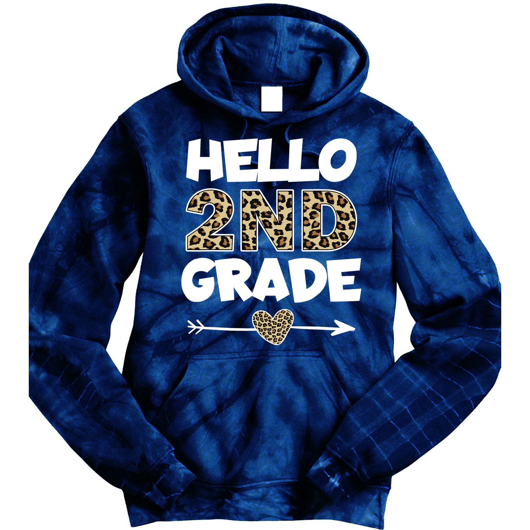 Hello 2nd Grade Leopard Print Second Grade Teacher Kids Gift Tie Dye Hoodie