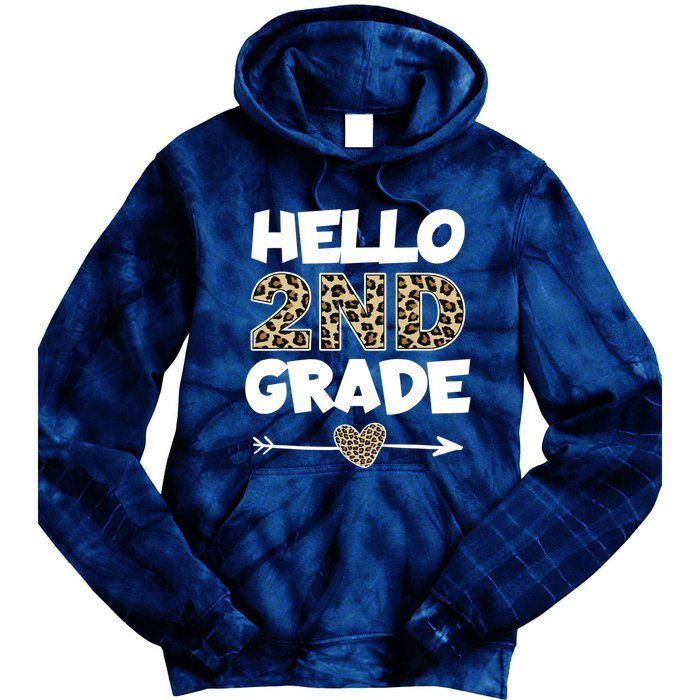 Hello 2nd Grade Leopard Print Second Grade Teacher Kids Gift Tie Dye Hoodie