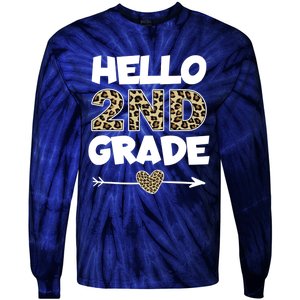 Hello 2nd Grade Leopard Print Second Grade Teacher Kids Gift Tie-Dye Long Sleeve Shirt