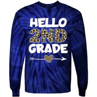 Hello 2nd Grade Leopard Print Second Grade Teacher Kids Gift Tie-Dye Long Sleeve Shirt