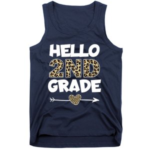 Hello 2nd Grade Leopard Print Second Grade Teacher Kids Gift Tank Top