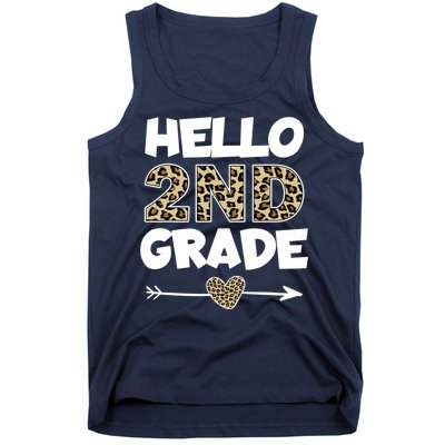 Hello 2nd Grade Leopard Print Second Grade Teacher Kids Gift Tank Top