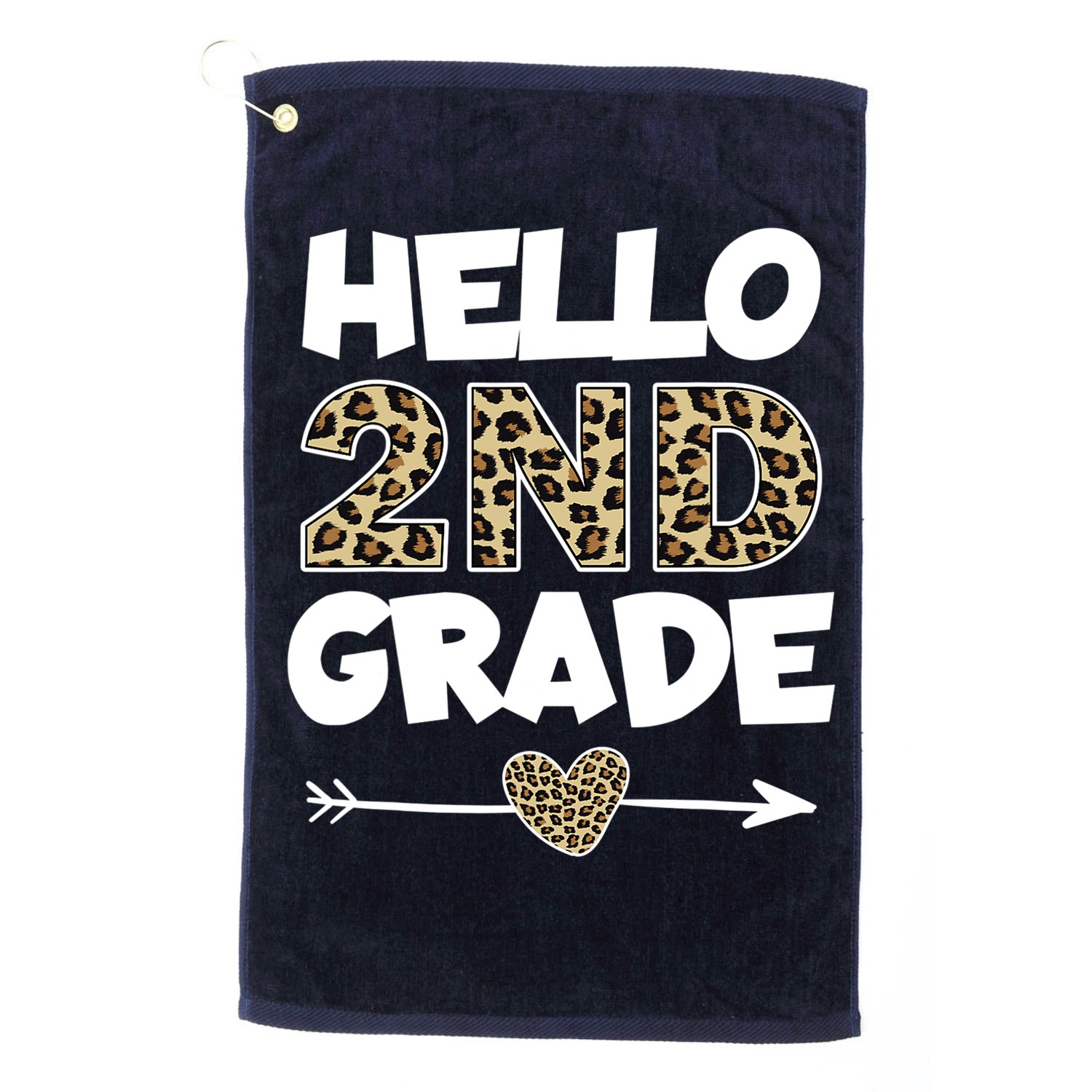 Hello 2nd Grade Leopard Print Second Grade Teacher Kids Gift Golf Towel