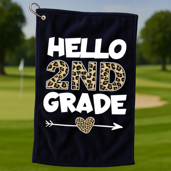 Hello 2nd Grade Leopard Print Second Grade Teacher Kids Gift Golf Towel