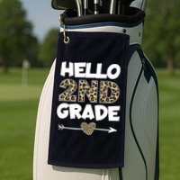 Hello 2nd Grade Leopard Print Second Grade Teacher Kids Gift Golf Towel
