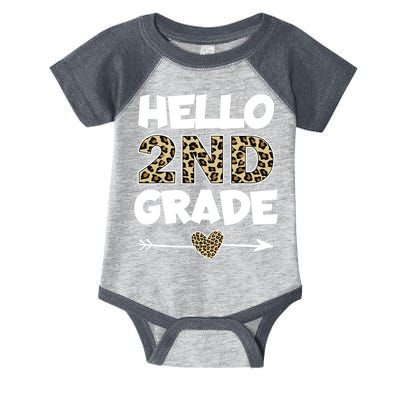 Hello 2nd Grade Leopard Print Second Grade Teacher Kids Gift Infant Baby Jersey Bodysuit
