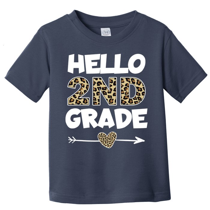 Hello 2nd Grade Leopard Print Second Grade Teacher Kids Gift Toddler T-Shirt