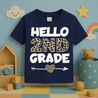 Hello 2nd Grade Leopard Print Second Grade Teacher Kids Gift Toddler T-Shirt