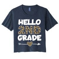 Hello 2nd Grade Leopard Print Second Grade Teacher Kids Gift Women's Crop Top Tee