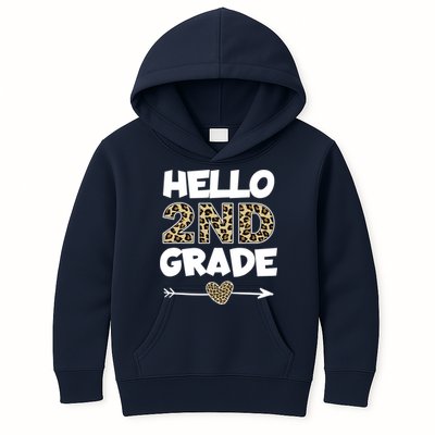 Hello 2nd Grade Leopard Print Second Grade Teacher Kids Gift Kids Hoodie