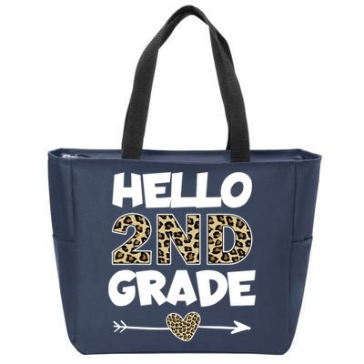 Hello 2nd Grade Leopard Print Second Grade Teacher Kids Gift Zip Tote Bag