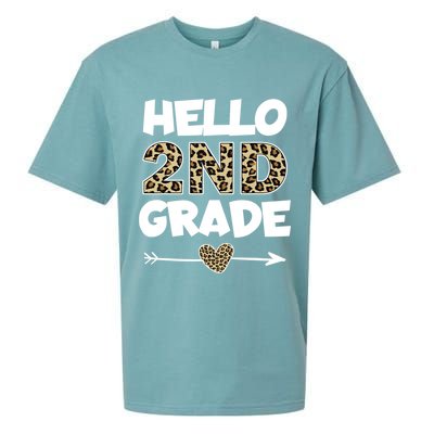 Hello 2nd Grade Leopard Print Second Grade Teacher Kids Gift Sueded Cloud Jersey T-Shirt