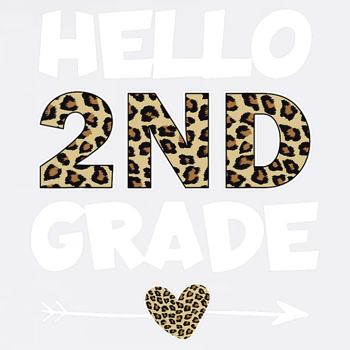 Hello 2nd Grade Leopard Print Second Grade Teacher Kids Gift Garment-Dyed Sweatshirt