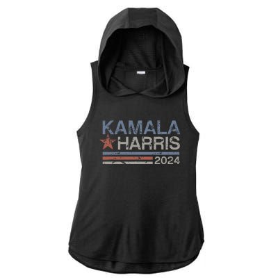 Harris 2024 Grunge Retro Stripes Vintage Kamala Harris 2024 Ladies PosiCharge Tri-Blend Wicking Draft Hoodie Tank