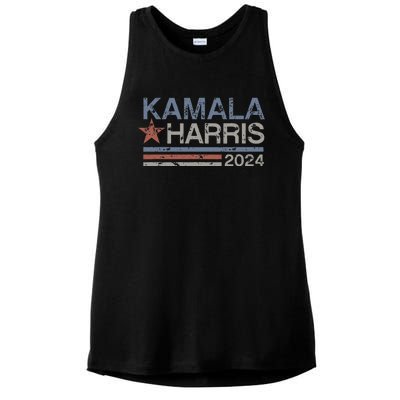 Harris 2024 Grunge Retro Stripes Vintage Kamala Harris 2024 Ladies PosiCharge Tri-Blend Wicking Tank