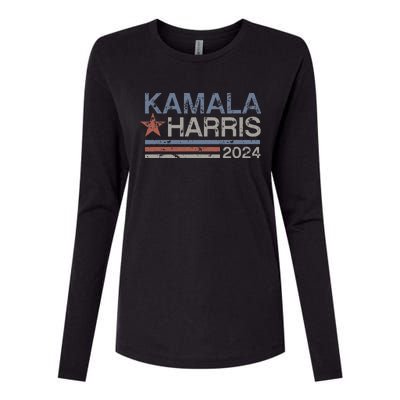 Harris 2024 Grunge Retro Stripes Vintage Kamala Harris 2024 Womens Cotton Relaxed Long Sleeve T-Shirt