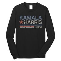 Harris 2024 Grunge Retro Stripes Vintage Kamala Harris 2024 Long Sleeve Shirt