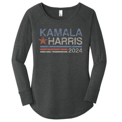 Harris 2024 Grunge Retro Stripes Vintage Kamala Harris 2024 Women's Perfect Tri Tunic Long Sleeve Shirt