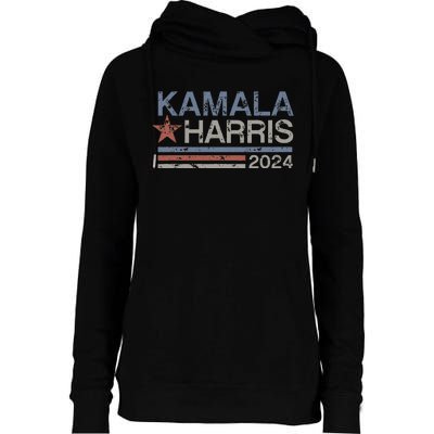 Harris 2024 Grunge Retro Stripes Vintage Kamala Harris 2024 Womens Funnel Neck Pullover Hood