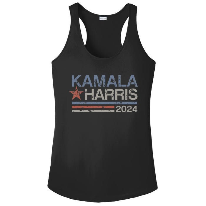 Harris 2024 Grunge Retro Stripes Vintage Kamala Harris 2024 Ladies PosiCharge Competitor Racerback Tank