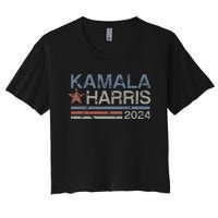 Harris 2024 Grunge Retro Stripes Vintage Kamala Harris 2024 Women's Crop Top Tee