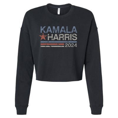 Harris 2024 Grunge Retro Stripes Vintage Kamala Harris 2024 Cropped Pullover Crew