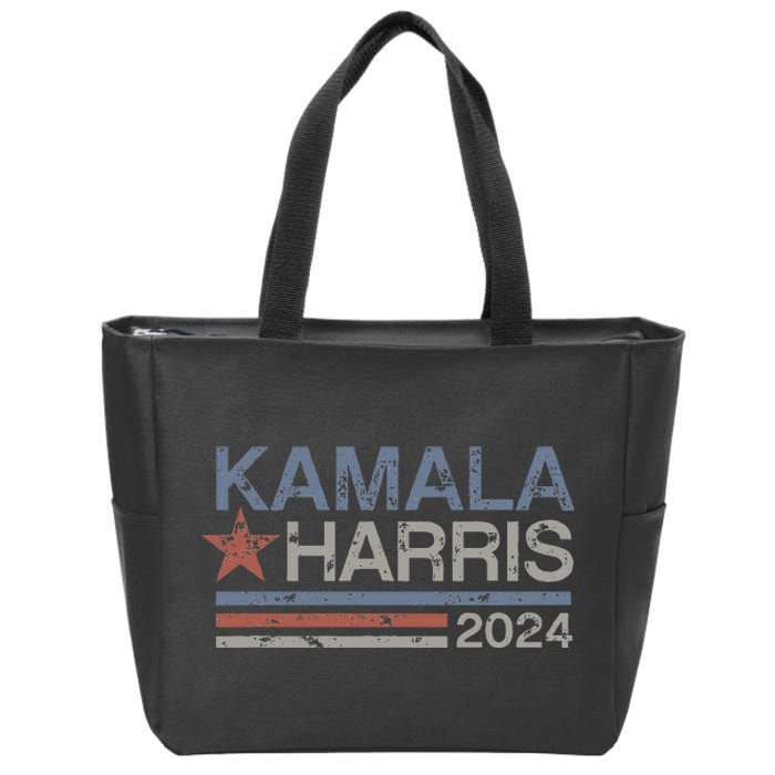 Harris 2024 Grunge Retro Stripes Vintage Kamala Harris 2024 Zip Tote Bag