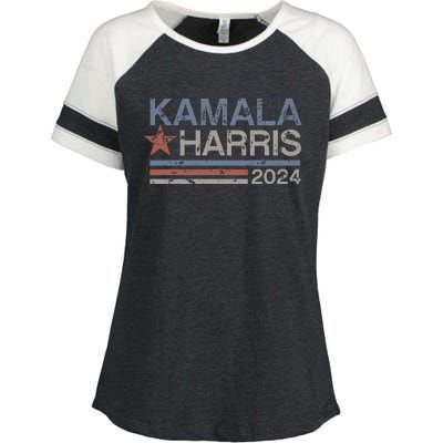 Harris 2024 Grunge Retro Stripes Vintage Kamala Harris 2024 Enza Ladies Jersey Colorblock Tee