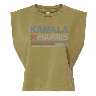 Harris 2024 Grunge Retro Stripes Vintage Kamala Harris 2024 Garment-Dyed Women's Muscle Tee