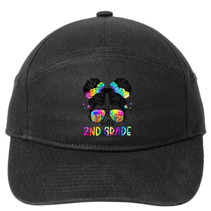 Hello 2nd Grade Messy Bun Team Second Grade Back To School 7-Panel Snapback Hat