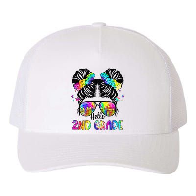 Hello 2nd Grade Messy Bun Team Second Grade Back To School Yupoong Adult 5-Panel Trucker Hat