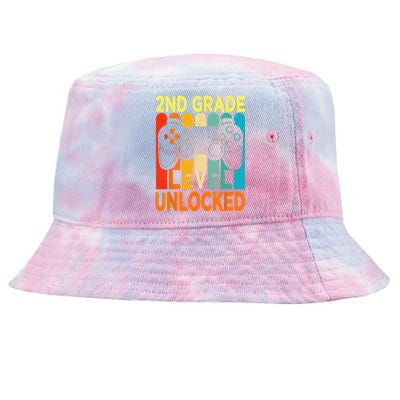 Hello 2nd Grade Level Unlocked Video Game Back To School Tie-Dyed Bucket Hat