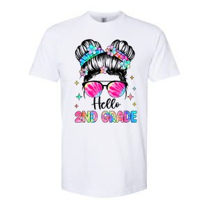 Hello 2nd Grade Messy Hair Bun Girl Back To School First Day Softstyle CVC T-Shirt