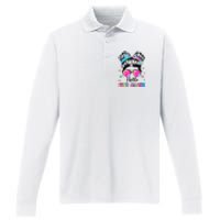 Hello 2nd Grade Messy Hair Bun Girl Back To School First Day Performance Long Sleeve Polo