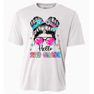 Hello 2nd Grade Messy Hair Bun Girl Back To School First Day Cooling Performance Crew T-Shirt