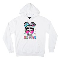 Hello 2nd Grade Messy Hair Bun Girl Back To School First Day Hoodie