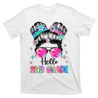 Hello 2nd Grade Messy Hair Bun Girl Back To School First Day T-Shirt