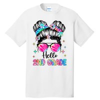 Hello 2nd Grade Messy Hair Bun Girl Back To School First Day Tall T-Shirt