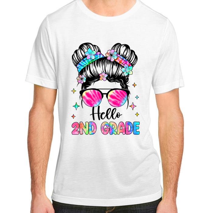 Hello 2nd Grade Messy Hair Bun Girl Back To School First Day Adult ChromaSoft Performance T-Shirt