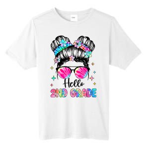 Hello 2nd Grade Messy Hair Bun Girl Back To School First Day Tall Fusion ChromaSoft Performance T-Shirt