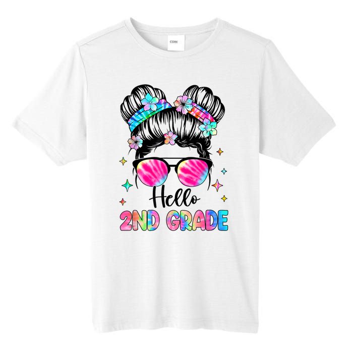 Hello 2nd Grade Messy Hair Bun Girl Back To School First Day Tall Fusion ChromaSoft Performance T-Shirt