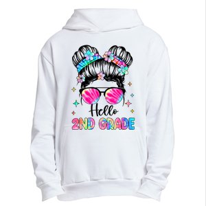 Hello 2nd Grade Messy Hair Bun Girl Back To School First Day Urban Pullover Hoodie