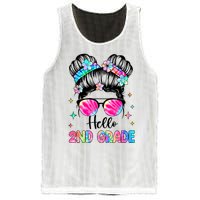 Hello 2nd Grade Messy Hair Bun Girl Back To School First Day Mesh Reversible Basketball Jersey Tank