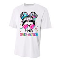 Hello 2nd Grade Messy Hair Bun Girl Back To School First Day Performance Sprint T-Shirt