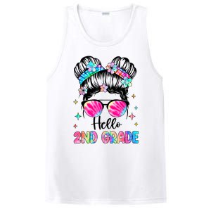 Hello 2nd Grade Messy Hair Bun Girl Back To School First Day PosiCharge Competitor Tank