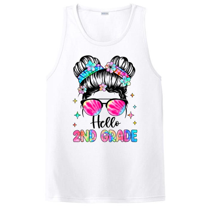 Hello 2nd Grade Messy Hair Bun Girl Back To School First Day PosiCharge Competitor Tank